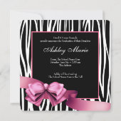 Roze Zebra Foto Afstudeer Uitnodigingen (Achterkant)