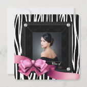 Roze Zebra Foto Afstudeer Uitnodigingen (Voorkant)