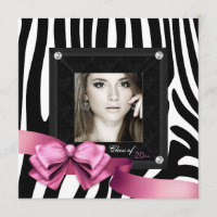 Roze Zebra Foto Afstudeer Uitnodigingen
