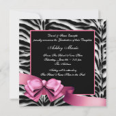 Roze Zebra Foto Afstudeer Uitnodigingen (Achterkant)