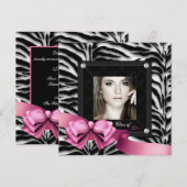 Roze Zebra Foto Afstudeeraankondigingen Aankondiging (Voorkant / Achterkant)