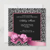 Roze zebra foto diploma aankondigingen (Achterkant)