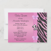 Roze Zebra Gedrukte Baby shower Bow & Butterflies Kaart (Achterkant)