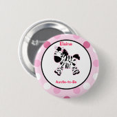 Roze Zebra Gepersonaliseerd naam tag Button (Voorkant /achterkant)