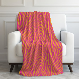 Roze Zebra gestreept Achtergrondkleur wijzigen Fleece Deken