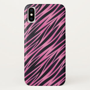 Roze zebra gestreepte achtergrond Case-Mate iPhone case