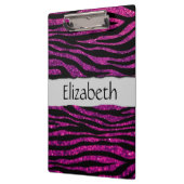 Roze Zebra, Glitter Zebra, Zebra Print, Jouw naam Klembord (Links)