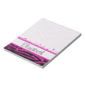Roze Zebra, Glitter Zebra, Zebra Print, Jouw naam Notitieblok (Linkerzijde)
