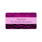Roze Zebra, glitter Zebra, Zebra Print, Stripes Etiket (Voorkant)