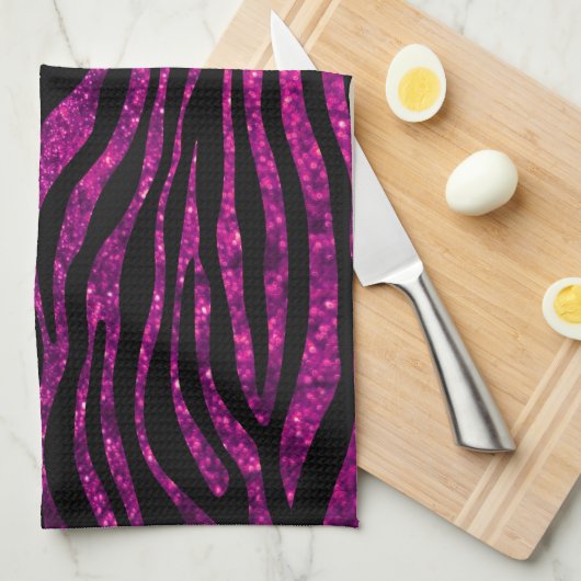 Roze Zebra, glitter Zebra, Zebra Print, Stripes Theedoek (Quarter Fold)