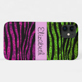 Roze Zebra, Groene Zebra, Glitter Zebra, Jouw naam Case-Mate iPhone Case (Achterkant (horizontaal))