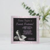 Roze Zebra High Heels Sweet 16 Party Kaart (Staand voorkant)
