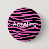 Roze zebra huid strepen knop ronde button 5,7 cm (Voorkant)