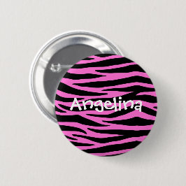 Roze zebra huid strepen knop ronde button 5,7 cm