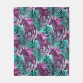 Roze Zebra Jungle Tropisch Patroon Fleece Deken (Voorkant)