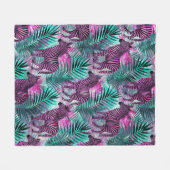 Roze Zebra Jungle Tropisch Patroon Fleece Deken (Voorkant (Horizontaal))