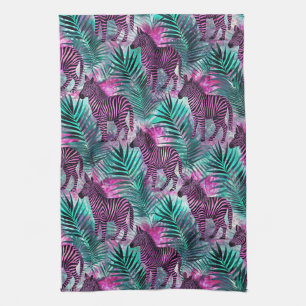 Roze Zebra Jungle Tropisch Patroon Theedoek