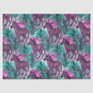 Roze Zebra Jungle Tropisch Patroon Tissuepapier
