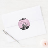 Roze Zebra & kant Baby shower Sticker (Envelop)