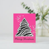 Roze Zebra kerstboom Feestdagenkaart (Staand voorkant)