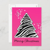 Roze Zebra kerstboom Feestdagenkaart (Voorkant / Achterkant)