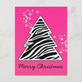 Roze Zebra kerstboom Feestdagenkaart (Voorkant)