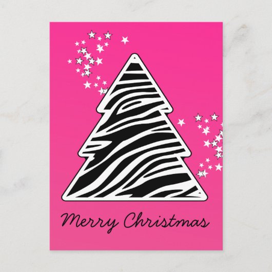 Roze Zebra kerstboom Feestdagenkaart (Voorkant)
