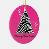 Roze zebra kerstboom keramisch ornament (Rechts)