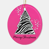 Roze zebra kerstboom keramisch ornament (Links)