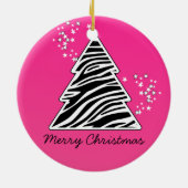 Roze zebra kerstboom keramisch ornament (Achterkant)