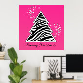 Roze zebra kerstboom poster (Thuiskantoor)