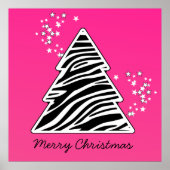 Roze zebra kerstboom poster (Voorkant)