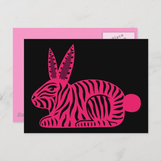 Roze Zebra konijn Briefkaart (Voorkant / Achterkant)