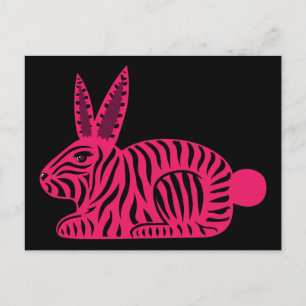 Roze Zebra konijn Briefkaart