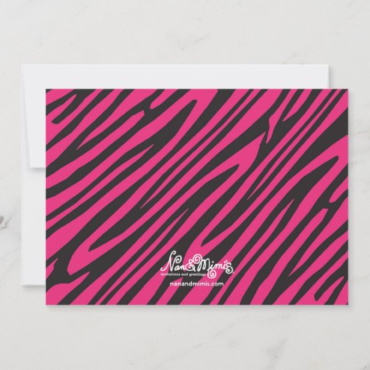 Roze Zebra Limosine Invitaties Kaart (Achterkant)