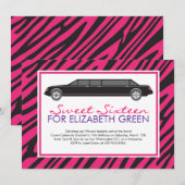 Roze Zebra Limosine Invitaties Kaart (Voorkant / Achterkant)