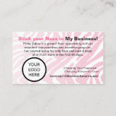 Roze Zebra Logo Toevoegen Visitekaartje (Achterkant)