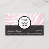 Roze Zebra Logo Toevoegen Visitekaartje (Voorkant)