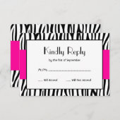 Roze Zebra Modern RSVP (Voorkant / Achterkant)