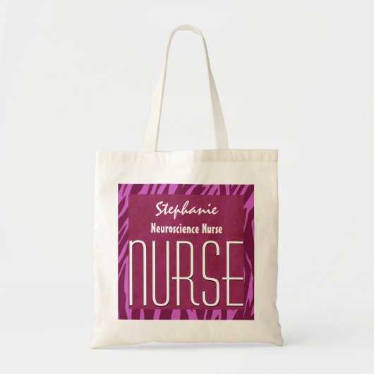Roze Zebra NEUROSCIENCE Nurse Eigen naam Tote Bag (Voorkant)