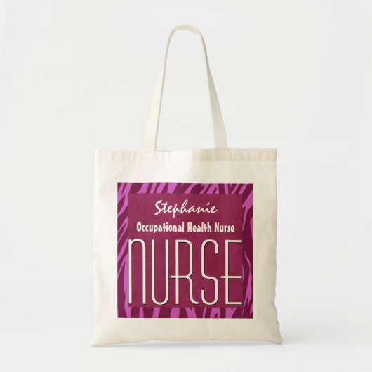 Roze Zebra OCCUPATIONAL HEALTH Nurse Custom Name Tote Bag (Voorkant)