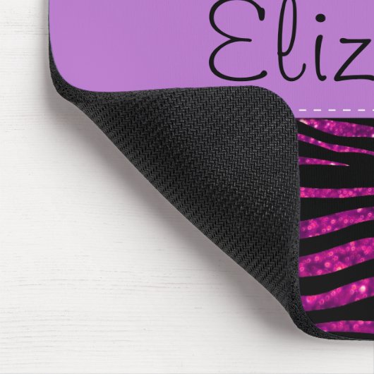 Roze Zebra, Paarse Zebra, glitter Zebra, Jouw naam Muismat (Hoek)