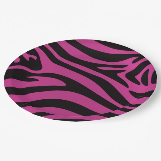 Roze Zebra Papieren Bordje (Gekanteld)