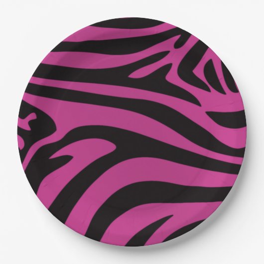 Roze Zebra Papieren Bordje (Voorkant)