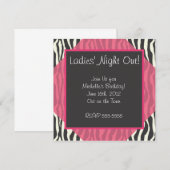 Roze Zebra Partij Uitnodiging (Voorkant / Achterkant)