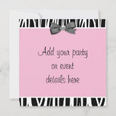 Roze Zebra Partij Uitnodiging Sjabloon (Achterkant)