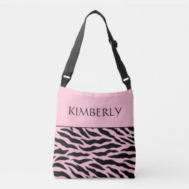 Roze Zebra Patroon Gepersonaliseerde Tote Crossbody Tas