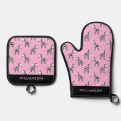 Roze Zebra patroon Ovenwant & Pannenlap Set (Voorkant)