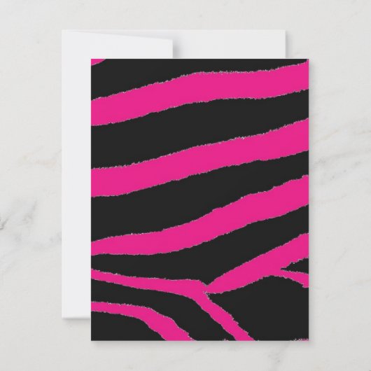 Roze Zebra Pattern Birthday Invitation Kaart (Achterkant)