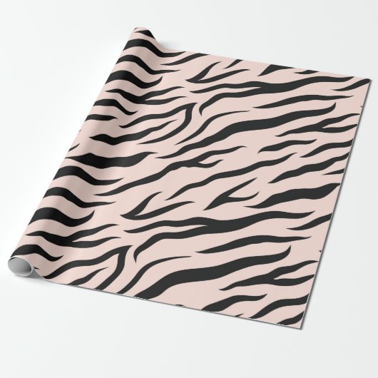 Roze Zebra Pattern Cadeaupapier (Uitgerold)